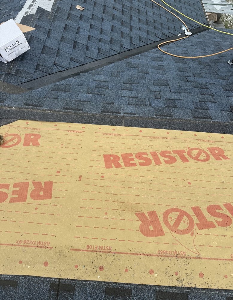 Underlayment and shingles going down